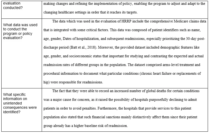 NURS 6050 Week 10 Assignment Healthcare Program/Policy Evaluation Analysis Template_T3