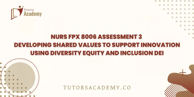 NURS FPX 8006 Assessment 3 Developing shared values to Support Innovation using Diversity Equity and Inclusion DEI