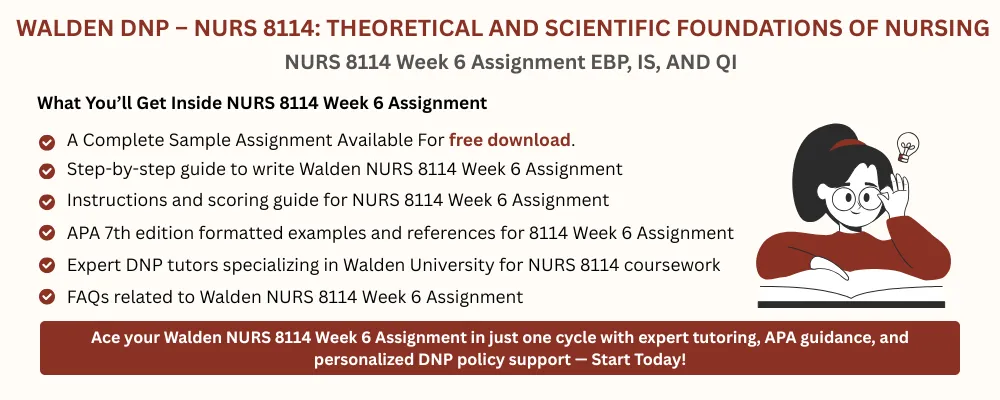 NURS 8114 Week 6 Assignment EBP, IS, AND QI