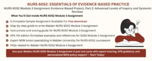 NURS 6052 Module 3 Assignment Evidence-Based Project