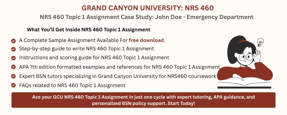 NRS 460 Topic 1 Assignment Case Study: John Doe - Emergency Department