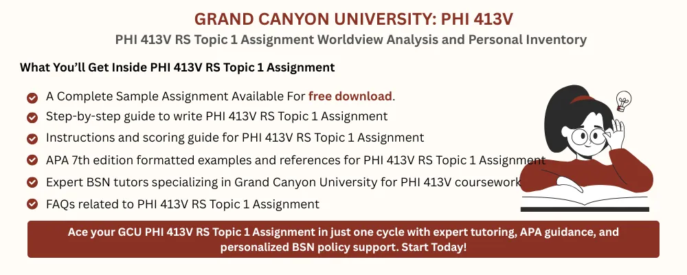 PHI 413V RS Topic 1 Assignment Worldview Analysis and Personal Inventory