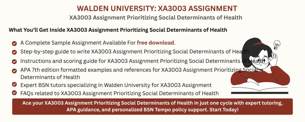 XA3003 Assignment Prioritizing Social Determinants of Health