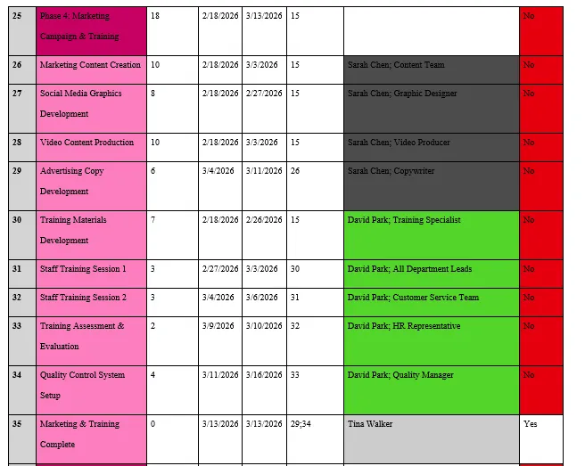 Microsoft Project Document: