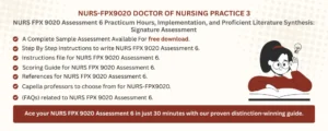 NURS FPX 9020 Assessment 6 Practicum Hours, Implementation, and Proficient Literature Synthesis: Signature Assessment