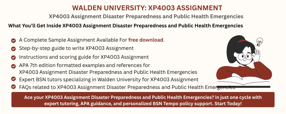 XP4003 Assignment Disaster Preparedness and Public Health Emergencies